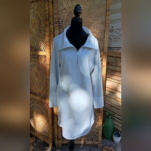 Tommy Bahama Reversable Light Gray Quarter-Zip Pullover Sweater Tunic_Large